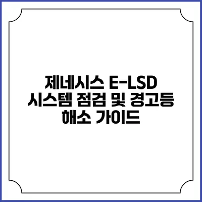 제네시스 E-LSD 시스템 점검 및 경고등 해소 가이드