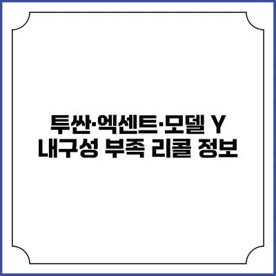투싼·엑센트·모델 Y 내구성 부족 리콜 정보