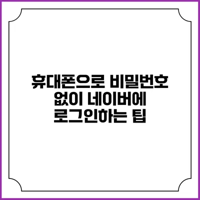 휴대폰으로 비밀번호 없이 네이버에 로그인하는 팁